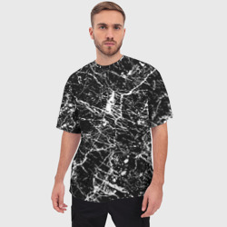 Мужская футболка oversize 3D Текстура черного мрамора - фото 2