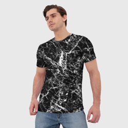 Мужская футболка 3D Текстура черного мрамора - фото 2
