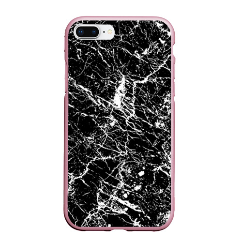 Чехол для iPhone 7Plus/8 Plus матовый Текстура черного мрамора, цвет розовый
