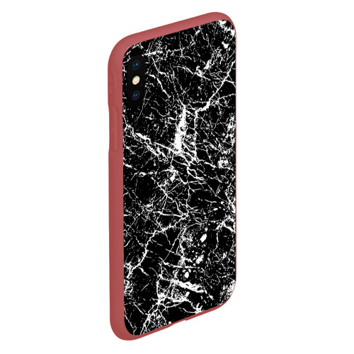 Чехол для iPhone XS Max матовый Текстура черного мрамора, цвет красный - фото 3