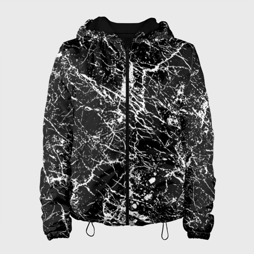 Женская куртка 3D Текстура черного мрамора, цвет черный