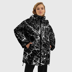 Женская зимняя куртка Oversize Текстура черного мрамора - фото 2
