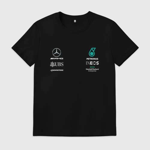 Мужская футболка хлопок с принтом Merсedes petronas, вид спереди #2