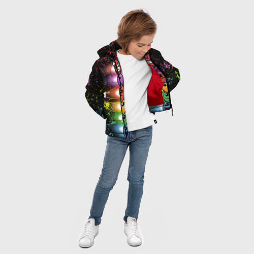 Зимняя куртка для мальчиков 3D Geometry Dash Levels, цвет красный - фото 5