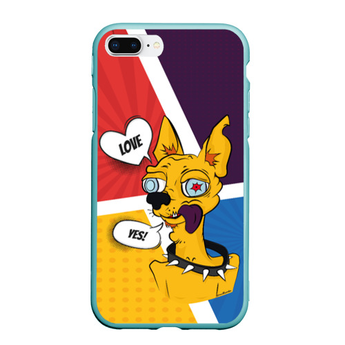 Чехол для iPhone 7Plus/8 Plus матовый Comics Пес Dog Love Yes, цвет мятный