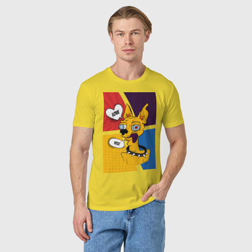 Мужская футболка хлопок Comics Пес Dog Yes Love, цвет желтый - фото 3