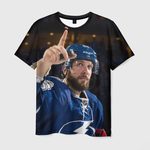 Мужская футболка с принтом Никита Кучеров, NHL, вид спереди №1