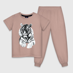 Детская пижама хлопок Тигр белый