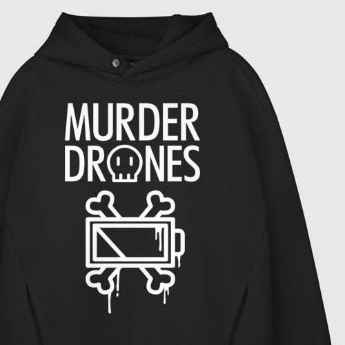 Мужское худи Oversize хлопок Murder Drones Дроны-убийцы, цвет черный - фото 4