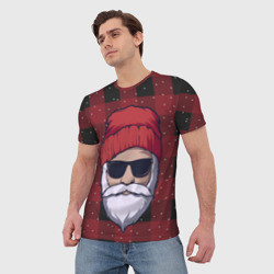 Мужская футболка 3D Santa hipster Санта хипстер - фото 2