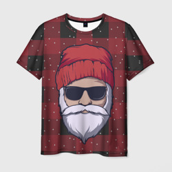 Мужская футболка 3D Santa hipster Санта хипстер