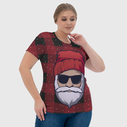 Женская футболка 3D с принтом Santa hipster Санта хипстер, фото #4