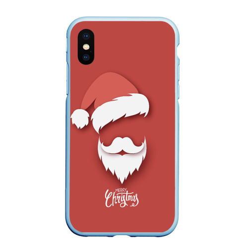 Чехол для iPhone XS Max матовый Merry Christmas Счастливого Рождества, цвет голубой