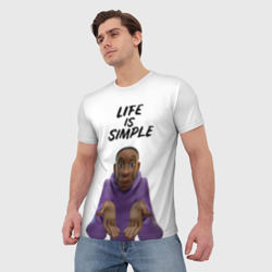 Мужская футболка 3D Живи проще - Khabby Lame - фото 2