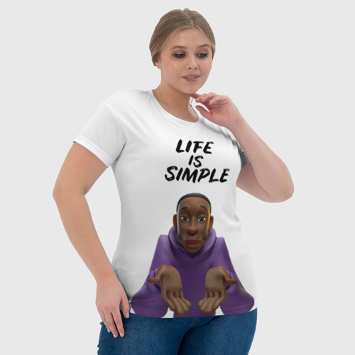 Женская футболка 3D Живи проще - Khabby Lame, цвет 3D печать - фото 6