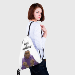 Рюкзак с принтом Живи проще - Khabby Lame для любого человека, вид спереди №4. Цвет основы: белый