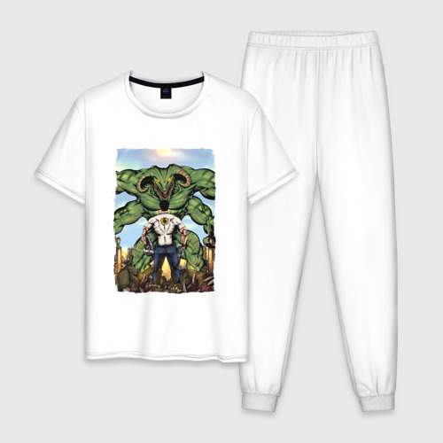 Мужская пижама хлопок с принтом Крутой Сэм | Алудранский Рептилоид, вид спереди #2
