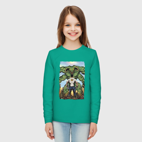 Детский лонгслив хлопок Крутой Сэм и Алудранский рептилоид, цвет зеленый - фото 5