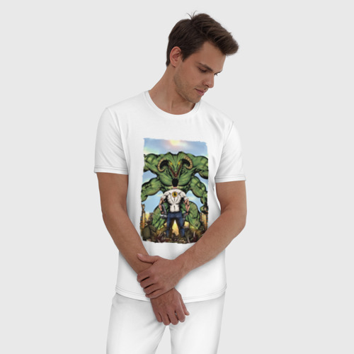 Мужская пижама хлопок с принтом Крутой Сэм | Алудранский Рептилоид, фото на моделе #1