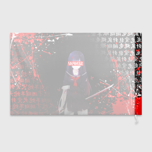 Флаг 3D Senpai katana girl, брызги красок - фото 2