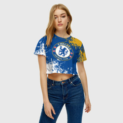 Женская футболка Crop-top 3D Челси, брызги красок - фото 2