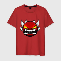 Мужская футболка хлопок Geometry Dash Rage demon яростный смайл