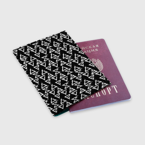 Обложка для паспорта матовая кожа Знаки Ведьмака брызги символы Геральта, цвет бирюзовый - фото 3