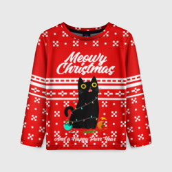 Детский лонгслив 3D Meow christmas