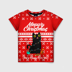 Детская футболка 3D Meow christmas