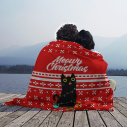 Плед с принтом Meow christmas для любого человека, вид спереди №3. Цвет основы: 3d (велсофт)