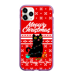 Чехол для iPhone 11 Pro Max матовый Meow christmas