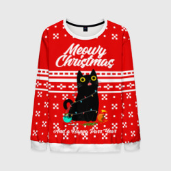 Мужской свитшот 3D Meow christmas