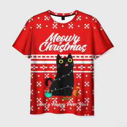 Мужская футболка 3D Meow christmas