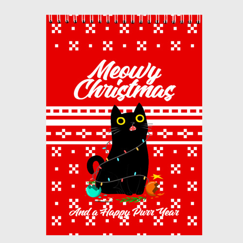 Скетчбук Meow christmas, цвет белый