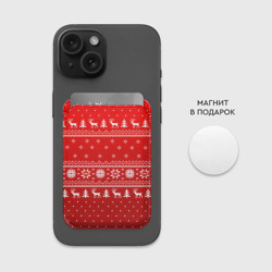 Картхолдер Magsafe магнитный Красный свитер с оленями - фото 2