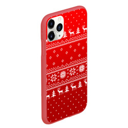 Чехол для iPhone 11 Pro Max матовый Красный свитер с оленями - фото 2