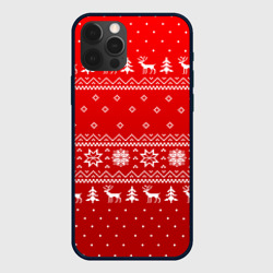 Чехол для iPhone 12 Pro Красный свитер с оленями
