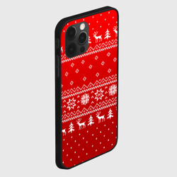 Чехол для iPhone 12 Pro Красный свитер с оленями - фото 2