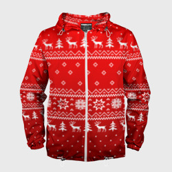 Мужская ветровка 3D Красный свитер с оленями