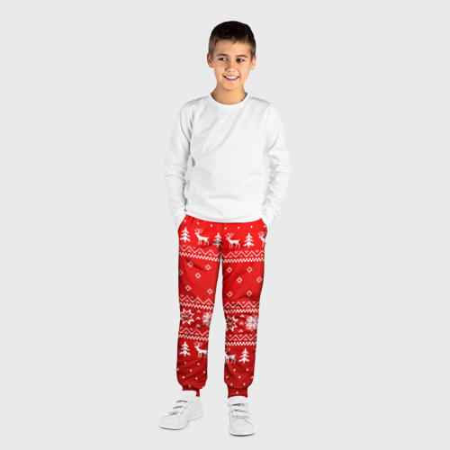 Детские брюки 3D Красный свитер с оленями, цвет 3D печать - фото 4