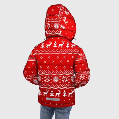 Зимняя куртка для мальчиков 3D Красный свитер с оленями, цвет красный - фото 4