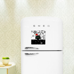 Магнитный плакат 3Х3 Новогодний кот в колпаке Санты - фото 2