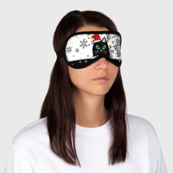 Маска для сна 3D Новогодний кот в колпаке Санты - фото 2