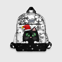 Детский рюкзак 3D Новогодний кот в колпаке Санты