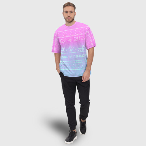 Мужская футболка OVERSIZE 3D С новым годом олени 2022, цвет 3D печать - фото 5
