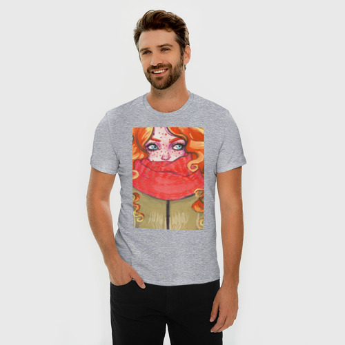 Мужская футболка хлопок Slim Осень во плоти, цвет меланж - фото 3