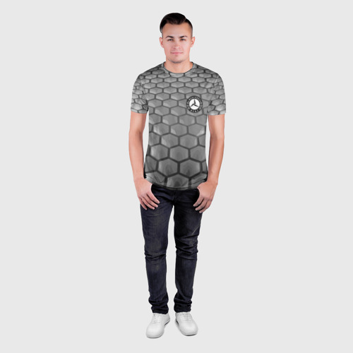 Мужская футболка 3D Slim с принтом Mercedes-Benz pattern, вид сбоку #3