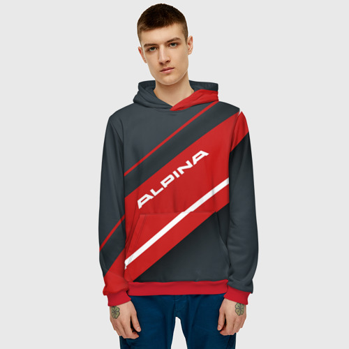Мужская толстовка 3D Alpina Sport Лого | Эмблема (+спина), цвет красный - фото 3