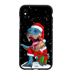 Чехол для iPhone XS Max матовый Новогодний Динозавр