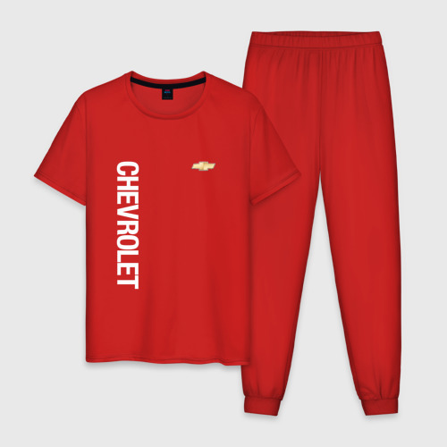 Мужская пижама хлопок Chevrolet | White Logo, цвет красный